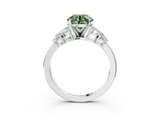 White gold Fancy Green Round  Diamond Cluster Leaf Design Ring with Prong Setting_57