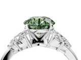 White gold Fancy Green Round  Diamond Cluster Leaf Design Ring with Prong Setting_58