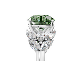 White gold Fancy Green Round  Diamond Cluster Leaf Design Ring with Prong Setting_59