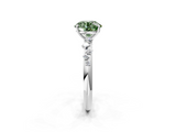 White gold Fancy Green Round  Diamond Cluster Prong-Set Solitaire Ring_56