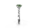 White gold Fancy Green Round  Diamond Cluster Prong-Set Solitaire Ring_57