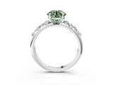 White gold Fancy Green Round  Diamond Cluster Prong-Set Solitaire Ring_62