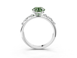 White gold Fancy Green Round  Diamond Cluster Prong-Set Solitaire Ring_63