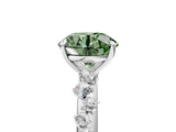 White gold Fancy Green Round  Diamond Cluster Prong-Set Solitaire Ring_64