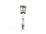 White gold Fancy Green Round  Diamond Floral Cluster Ring with Solitaire Band and Prong Setting_66