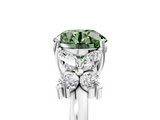 White gold Fancy Green Round  Diamond Floral Cluster Ring with Solitaire Band and Prong Setting_69