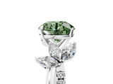 White gold Fancy Green Round  Diamond Floral Vine Solitaire Engagement Ring_8
