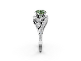 White gold Fancy Green Round  Diamond Halo Ring with Marquise and Pavé Band in Prong Setting_70