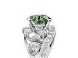 White gold Fancy Green Round  Diamond Halo Ring with Marquise and Pavé Band in Prong Setting_73