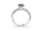 White gold Fancy Green Round  Diamond Pavé Band Solitaire Ring with Four-Prong Setting_52