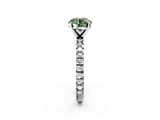 White gold Fancy Green Round  Diamond Pavé Band Solitaire with Four-Prong Setting_209