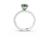 White gold Fancy Green Round  Diamond Pavé Band Solitaire with Four-Prong Setting_210