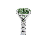 White gold Fancy Green Round  Diamond Pavé Band Solitaire with Four-Prong Setting_212