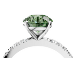 White gold Fancy Green Round  Diamond Pavé Band Solitaire with Four-Prong Setting_217