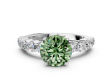 White gold Fancy Green Round  Diamond Pavé Band Solitaire with Four-Prong Setting_3