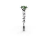 White gold Fancy Green Round  Diamond Pavé Band Solitaire with Four-Prong Setting_5