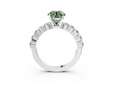White gold Fancy Green Round  Diamond Pavé Band Solitaire with Four-Prong Setting_6