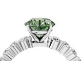 White gold Fancy Green Round  Diamond Pavé Band Solitaire with Four-Prong Setting_7