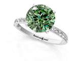 White gold Fancy Green Round  Diamond Pavé Band with Six-Prong Setting_28