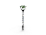 White gold Fancy Green Round  Diamond Prong Set Engagement Ring with Pave Band_188