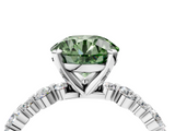 White gold Fancy Green Round  Diamond Prong Set Engagement Ring with Pave Band_190