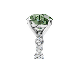 White gold Fancy Green Round  Diamond Prong Set Engagement Ring with Pave Band_192