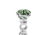 White gold Fancy Green Round  Diamond Prong Setting with Side Stones on a Pave Band_130