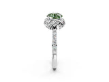 White gold Fancy Green Round  Diamond Solitaire Ring with Shared Prong Pavé Band_149