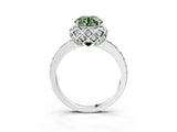 White gold Fancy Green Round  Diamond Solitaire Ring with Shared Prong Pavé Band_151