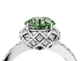 White gold Fancy Green Round  Diamond Solitaire Ring with Shared Prong Pavé Band_17