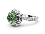 White gold Fancy Green Round  Diamond Solitaire Ring with Shared Prong Pavé Band_24