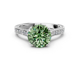 White gold Fancy Green Round  Diamond Solitaire with Pave Band and Six-Prong Setting_20