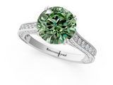 White gold Fancy Green Round  Diamond Solitaire with Pave Band and Six-Prong Setting_21