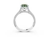 White gold Fancy Green Round  Diamond Solitaire with Pave Band and Six-Prong Setting_23