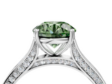 White gold Fancy Green Round  Diamond Solitaire with Pave Band and Six-Prong Setting_24