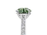 White gold Fancy Green Round  Diamond Solitaire with Pave Band and Six-Prong Setting_25