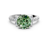White gold Fancy Green Round  Diamond Three-Stone Pave Band with Four-Prong Setting_19