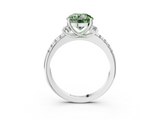 White gold Fancy Green Round  Diamond Three-Stone Pave Band with Four-Prong Setting_23