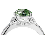 White gold Fancy Green Round  Diamond Three-Stone Pave Band with Four-Prong Setting_24