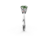 White gold Fancy Green Round  Diamond Three-Stone Ring with Trapezoid Side Stones and Prong Setting_19