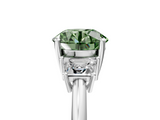 White gold Fancy Green Round  Diamond Three-Stone Ring with Trapezoid Side Stones and Prong Setting_22