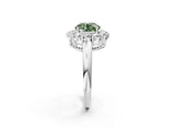 White gold Fancy Green Round  Halo Cluster Diamond Engagement Ring with Prong Setting and Polished Band_22