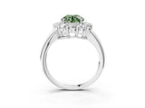 White gold Fancy Green Round  Halo Cluster Diamond Engagement Ring with Prong Setting and Polished Band_23