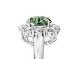 White gold Fancy Green Round  Halo Cluster Diamond Engagement Ring with Prong Setting and Polished Band_25