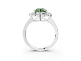 White gold Fancy Green Round  Halo Cluster Diamond Engagement Ring with Solitaire Band and Prong Setting_51