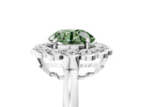 White gold Fancy Green Round  Halo Cluster Diamond Engagement Ring with Solitaire Band and Prong Setting_53