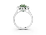White gold Fancy Green Round  Halo Diamond Cluster Engagement Ring with Milgrain Bezel Setting and Solitaire Band_41