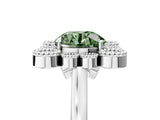 White gold Fancy Green Round  Halo Diamond Cluster Engagement Ring with Milgrain Bezel Setting and Solitaire Band_43