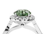 White gold Fancy Green Round  Halo Diamond Engagement Ring with Filigree Band and Four-Prong Setting_143