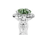 White gold Fancy Green Round  Halo Diamond Engagement Ring with Filigree Band and Four-Prong Setting_144